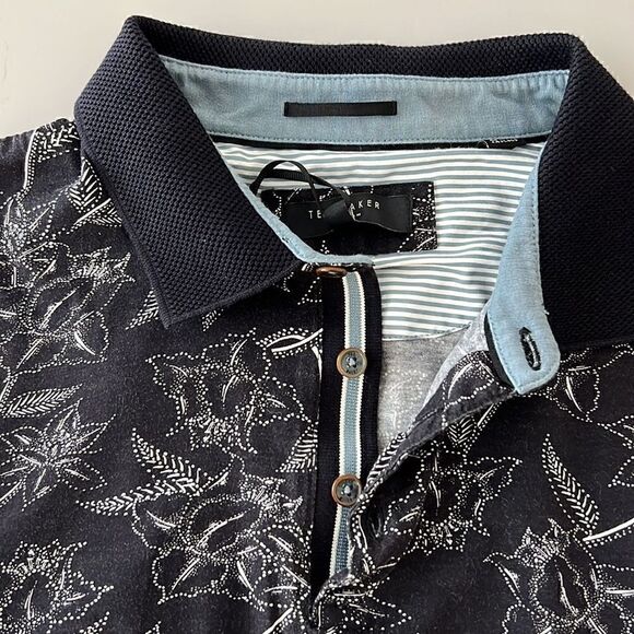 NWT Ted Baker Linear Floral Printed Polo Size 3XL - Picture 9 of 11
